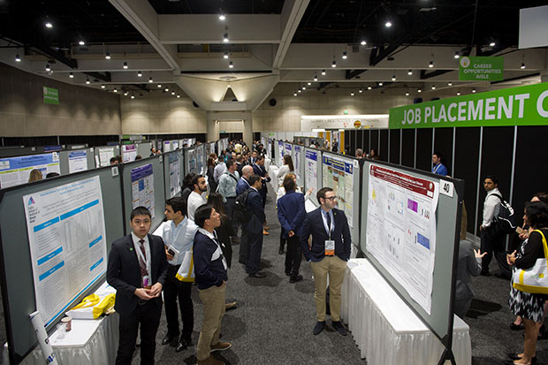 The displays at the abstract poster competition highlight medical research