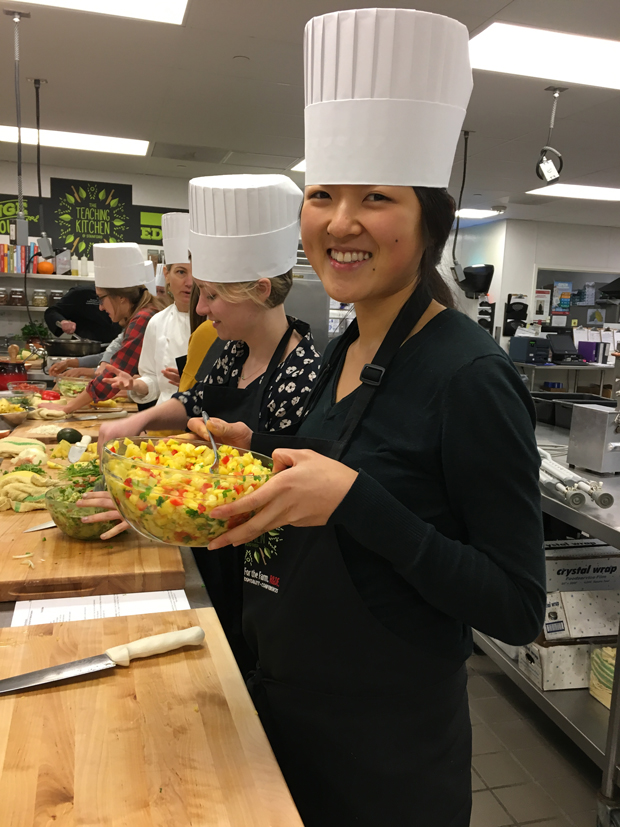 Fruit salsa was one of several fresh side dishes Stanford medical students made for taco night during culinary medicine class Photo courtesy Michelle Hauser MD