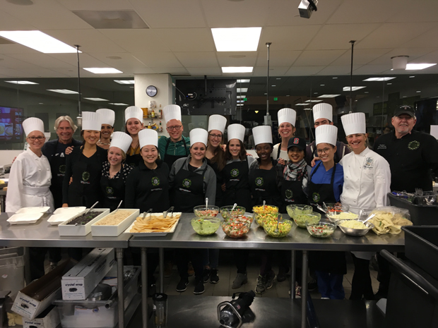 After learning knife skills and preparing salsas and guacamole the culinary medicine class at Stanford discussed patient nutrition counseling over tacos Photo courtesy Michelle Hauser MD