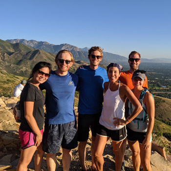 The program director and co-chiefs of the University of Utah Internal Medicine Residency Program in Salt Lake City pose in 2019 the first year of the Utah Internal Medicine Mountain Challenge From l
